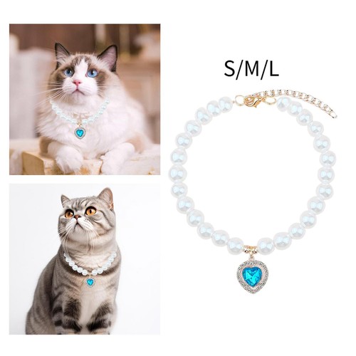 Dog cat pearl necklace - cat,