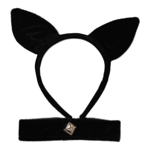 Plush black cat ears - black,