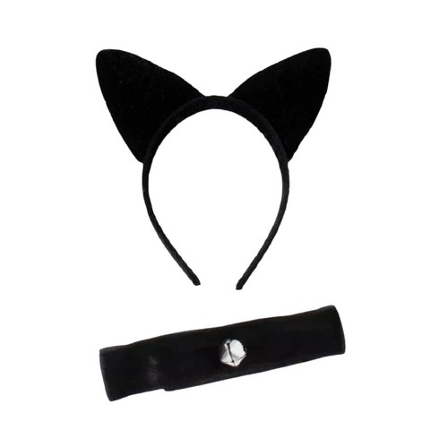 Plush black cat ears - plush, headband